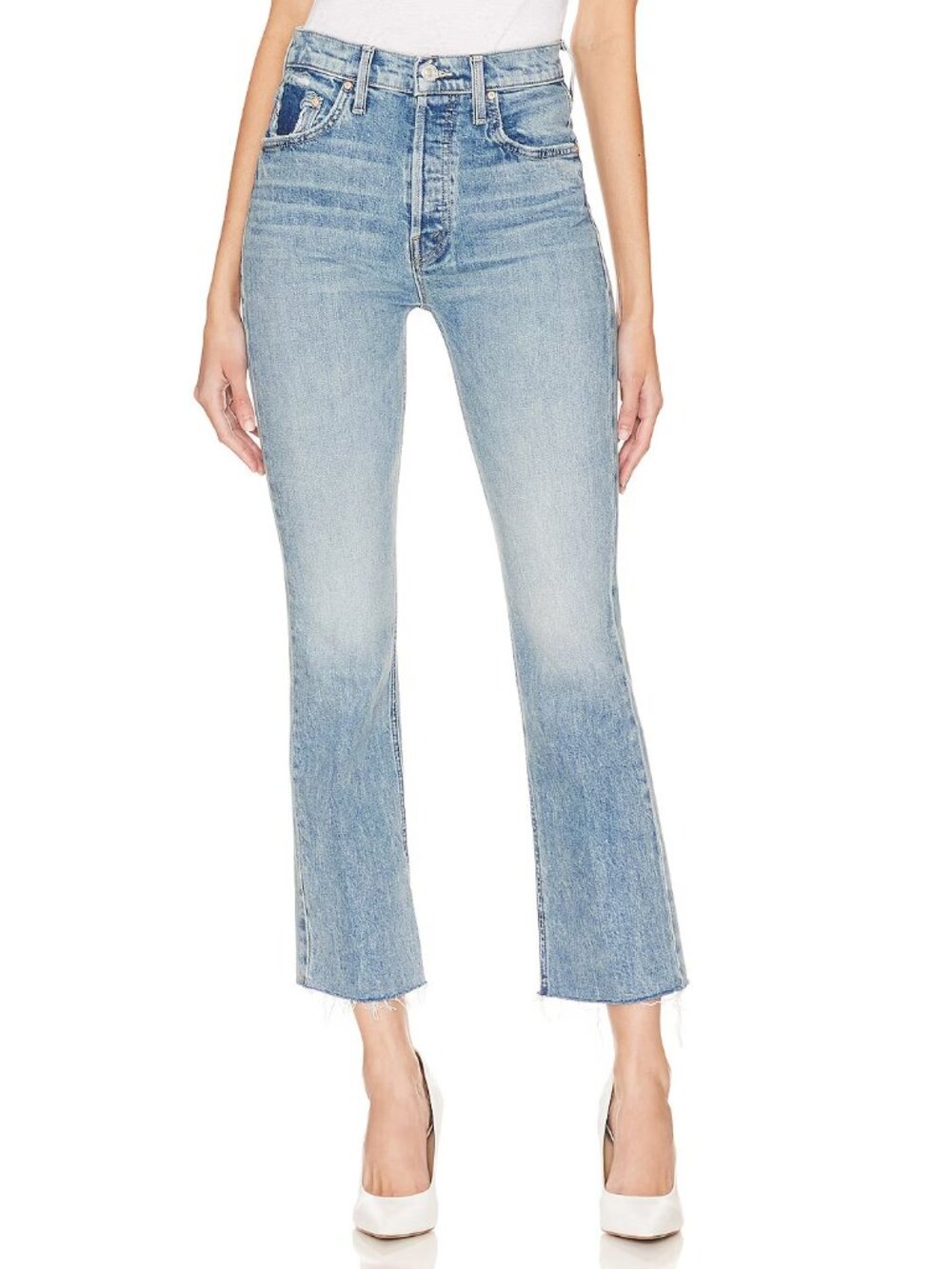NWT Mother Tripper Flood Fray in Left In The Dust High Rise Crop Jeans 26